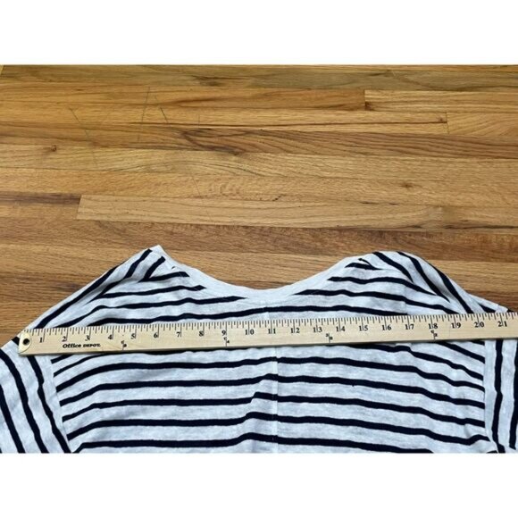 Faherty Oceanside Women's M Blue T-Shirt Linen Striped Oversized Drop Shoulder - Picture 6 of 8